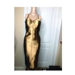 Gorgeous satin GOLD corsette dress